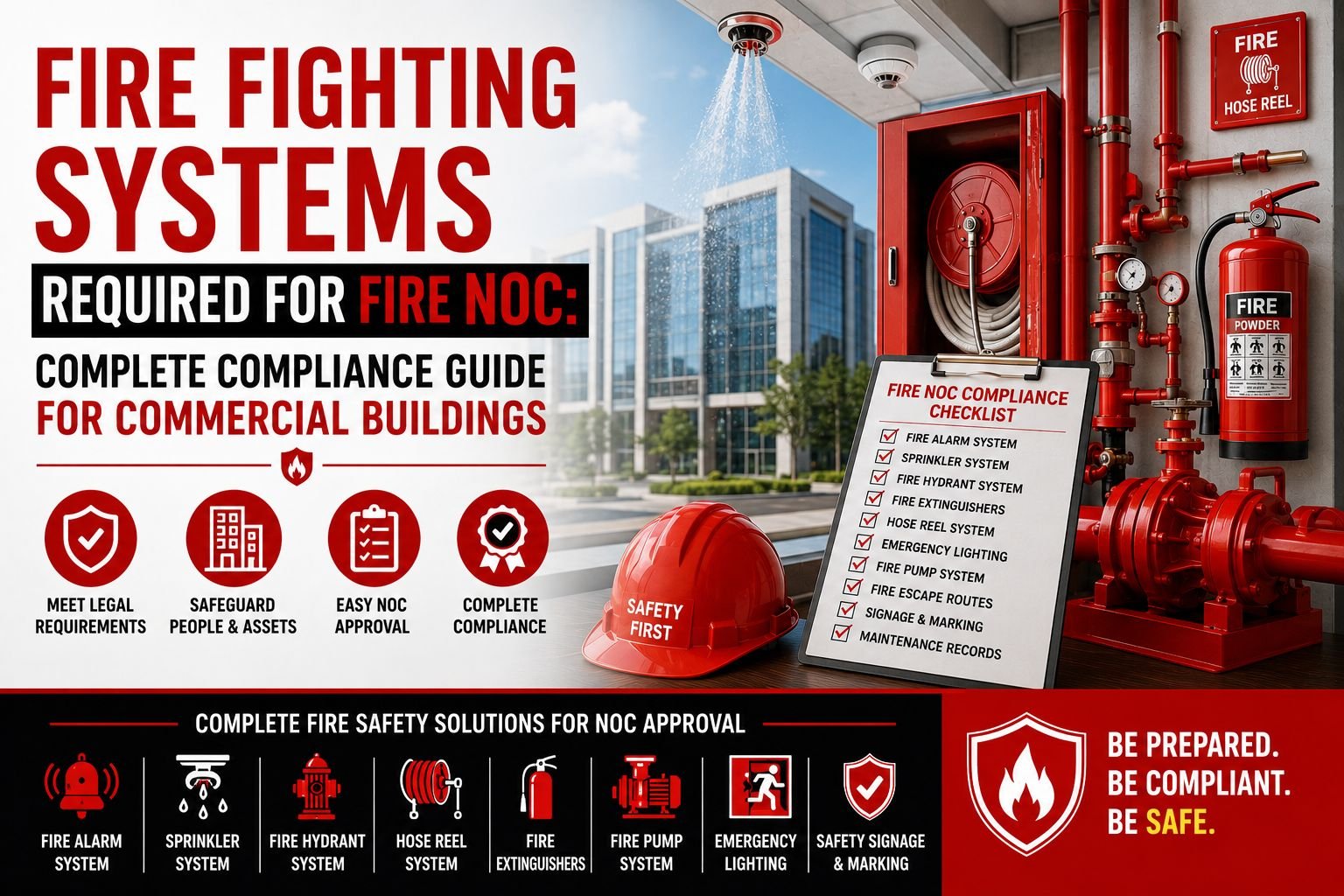 fire fighting systems required for fire noc